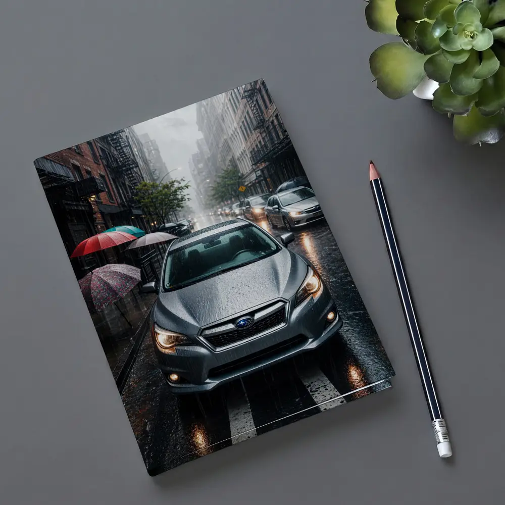 Subaru Impreza WRX Rainy City Street – Notebooks