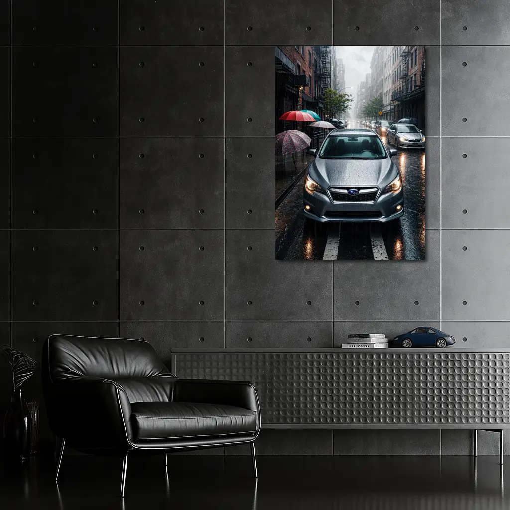 Subaru Impreza WRX Rainy City Street – Wall Art