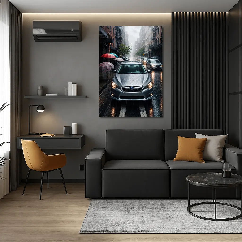 Subaru Impreza WRX Rainy City Street – Wall Art