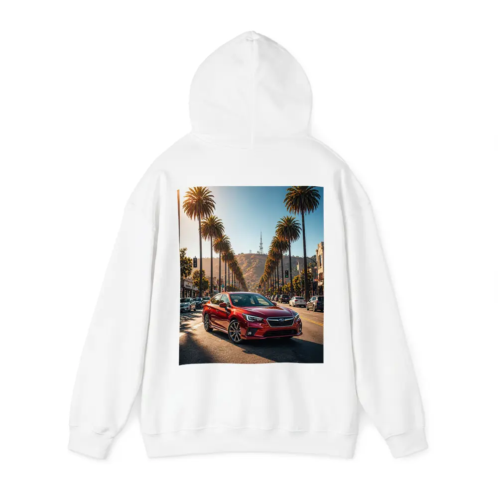 Subaru Legacy Red Car Los Angeles Street – Hoodies