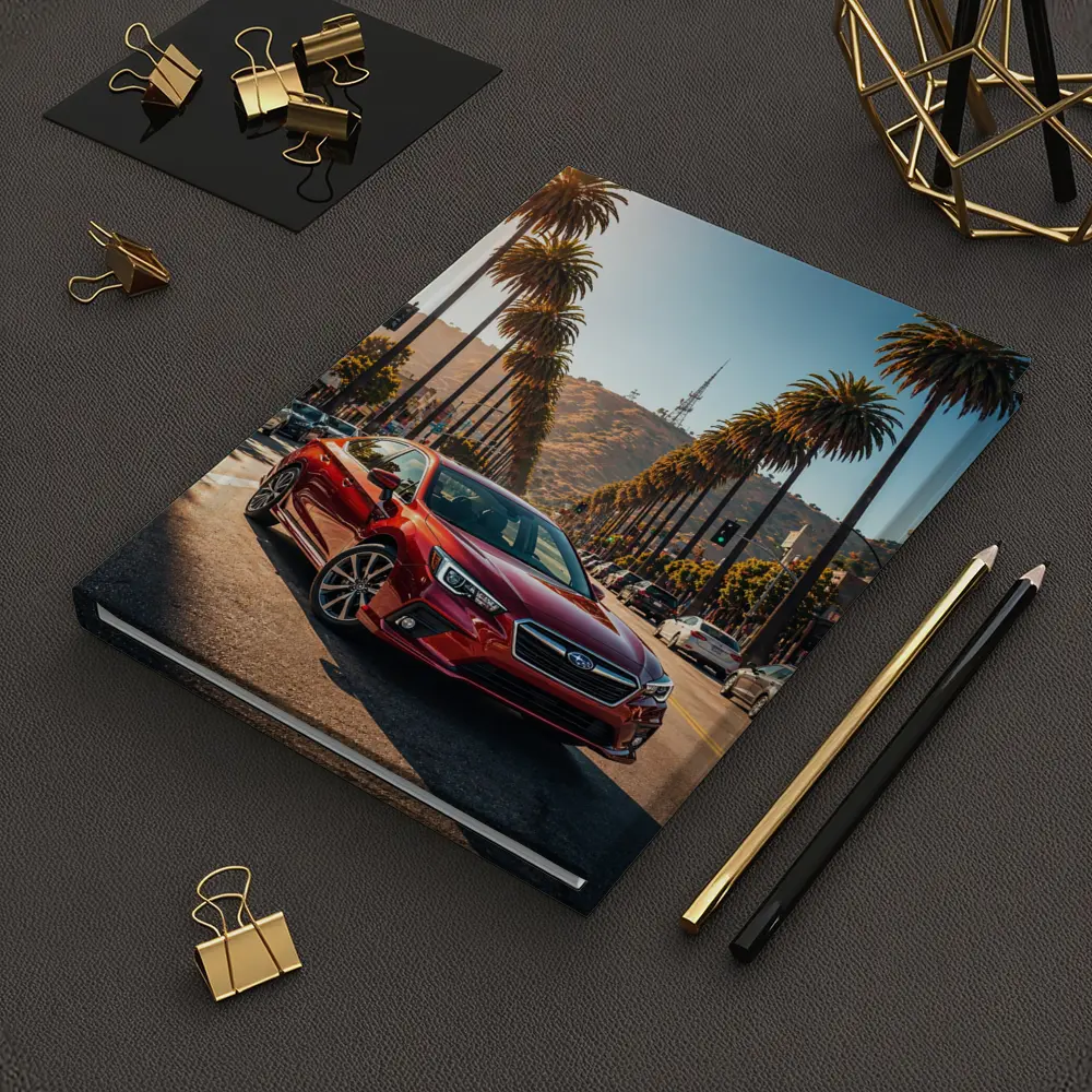 Subaru Legacy Red Car Los Angeles Street – Notebooks