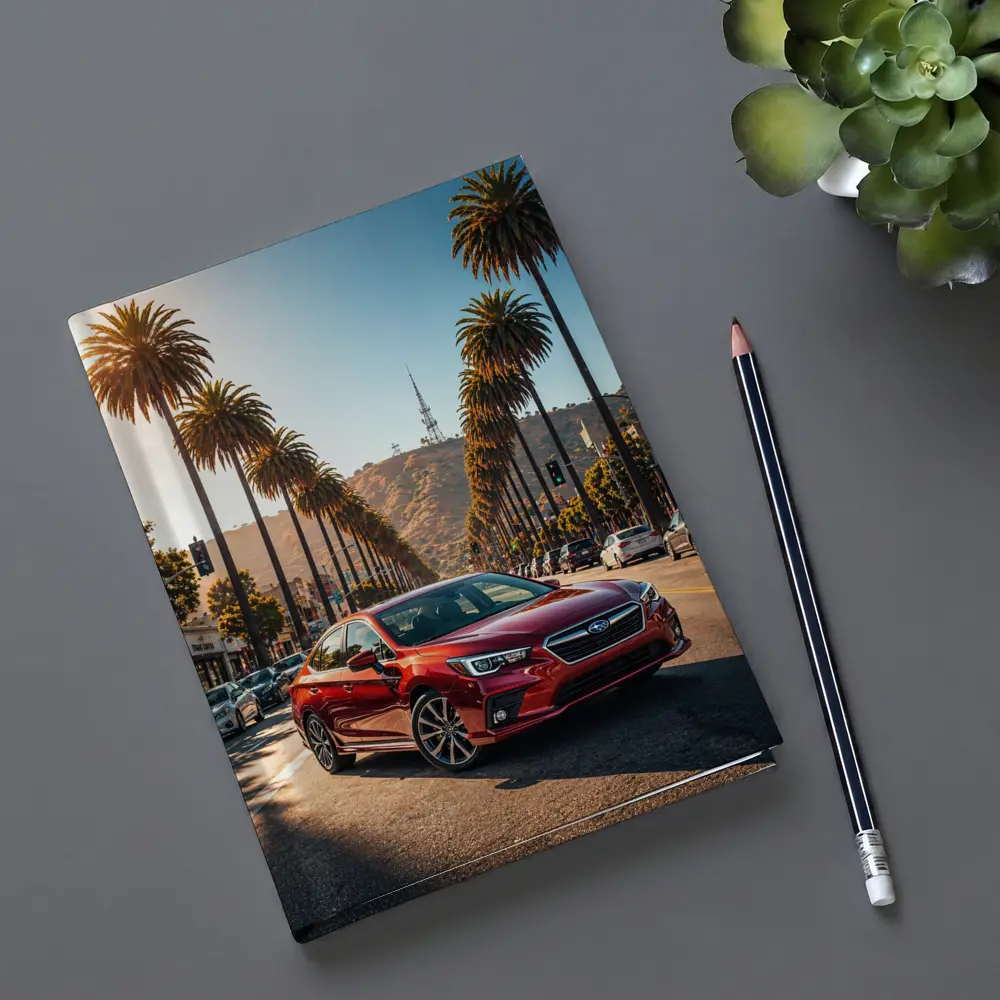 Subaru Legacy Red Car Los Angeles Street – Notebooks