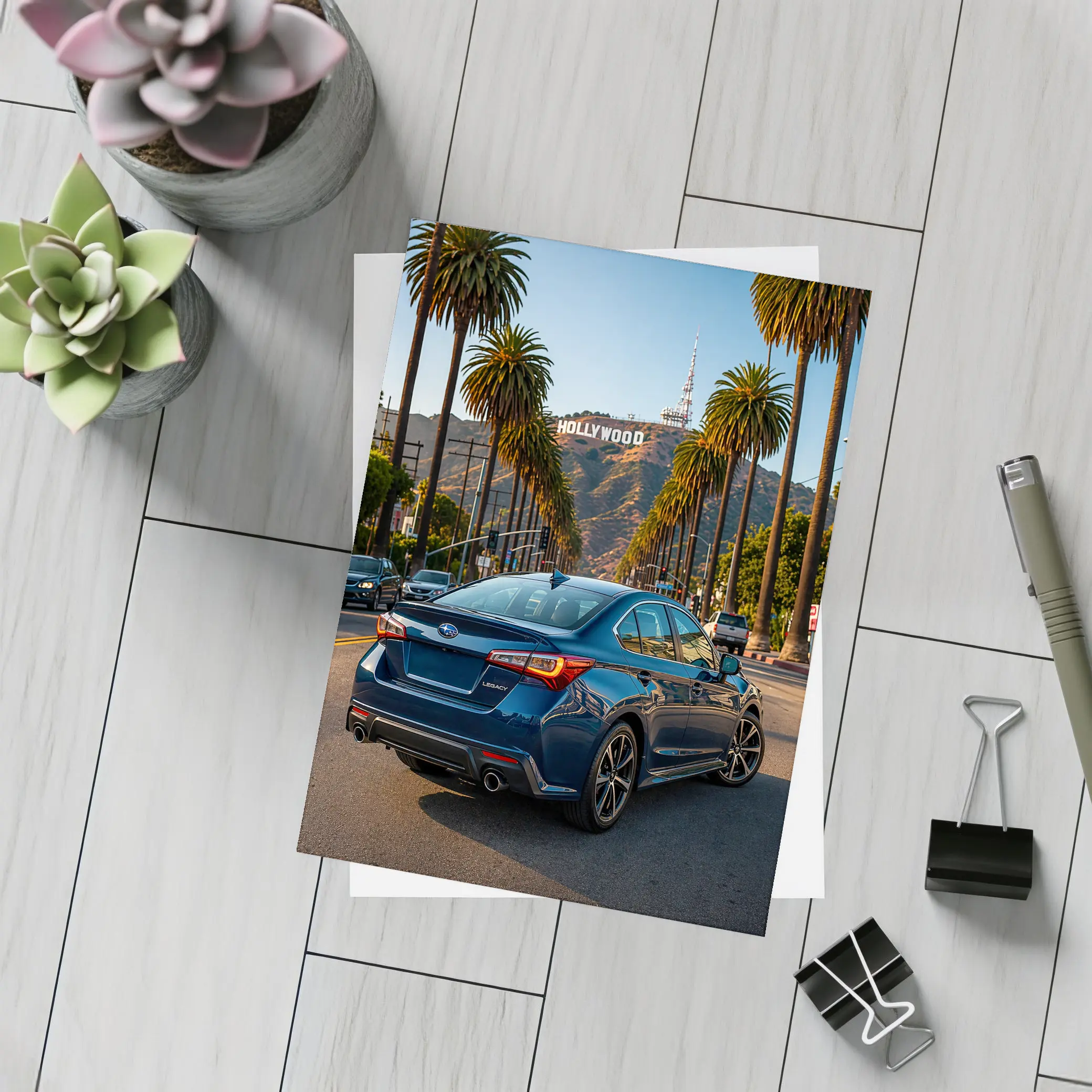 Subaru Legacy Sedan Hollywood Los Angeles Street – Postcards