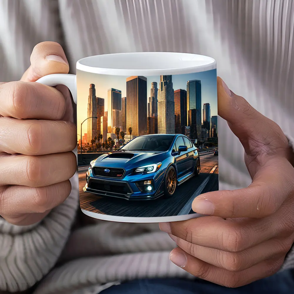 Subaru WRX STI Blue Los Angeles Skyline – Mugs