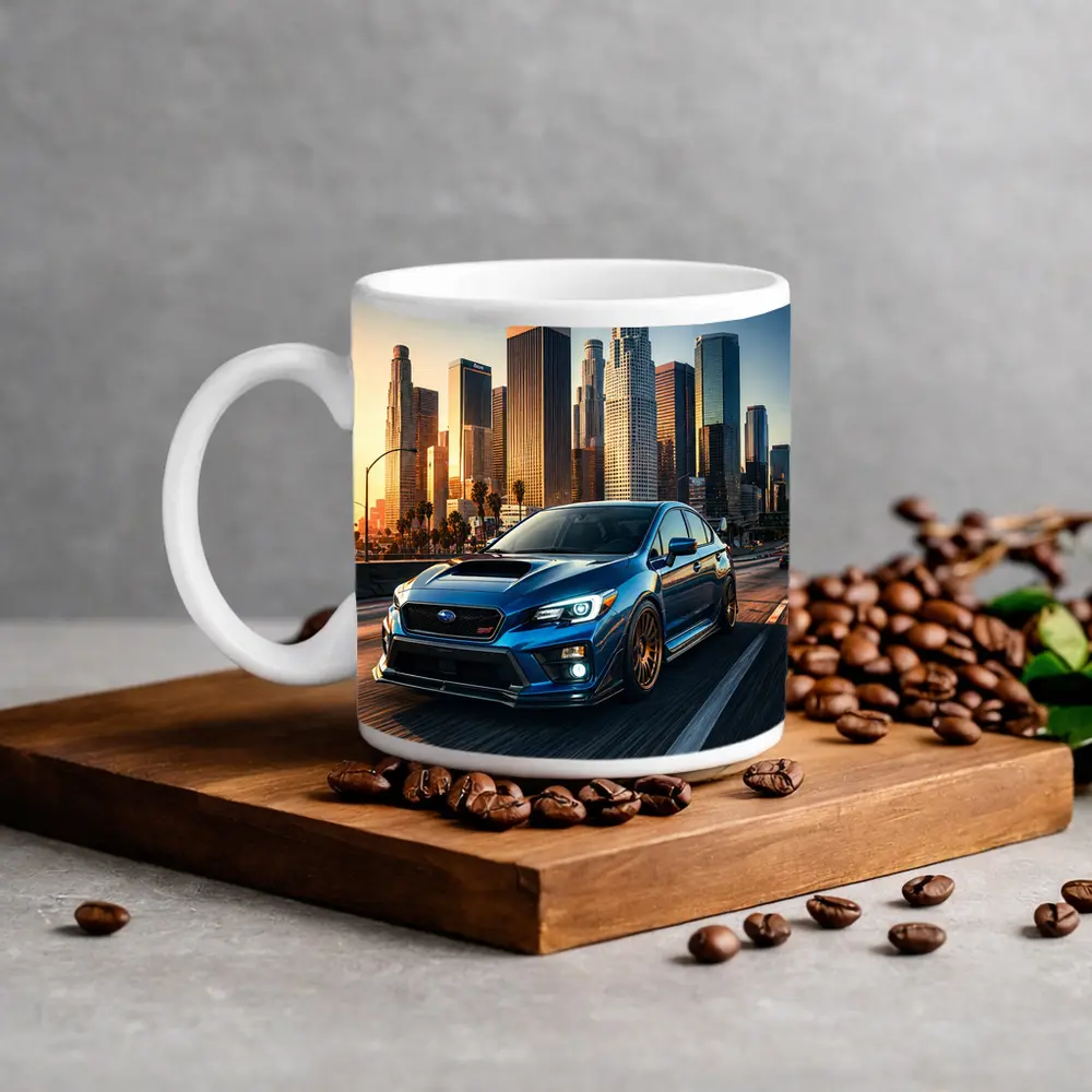 Subaru WRX STI Blue Los Angeles Skyline – Mugs