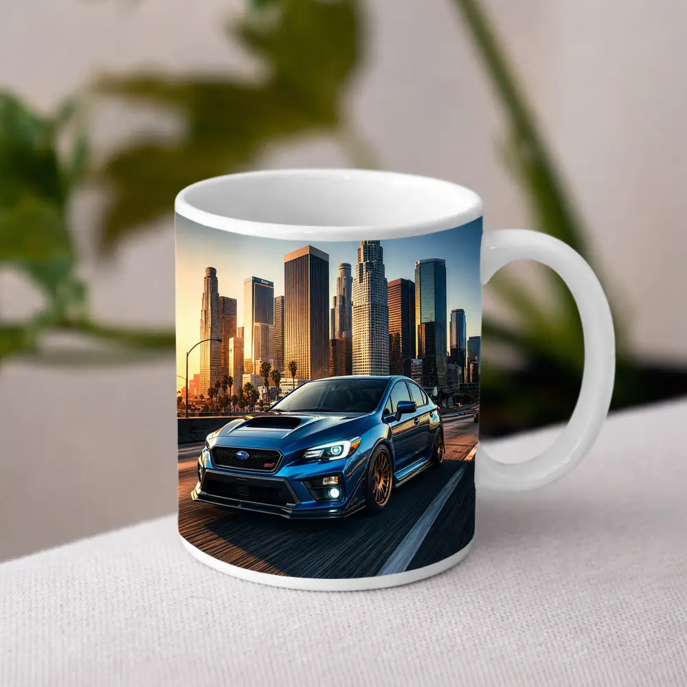 Subaru WRX STI Blue Los Angeles Skyline – Mugs