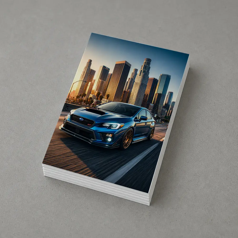 Subaru WRX STI Blue Los Angeles Skyline – Postcards