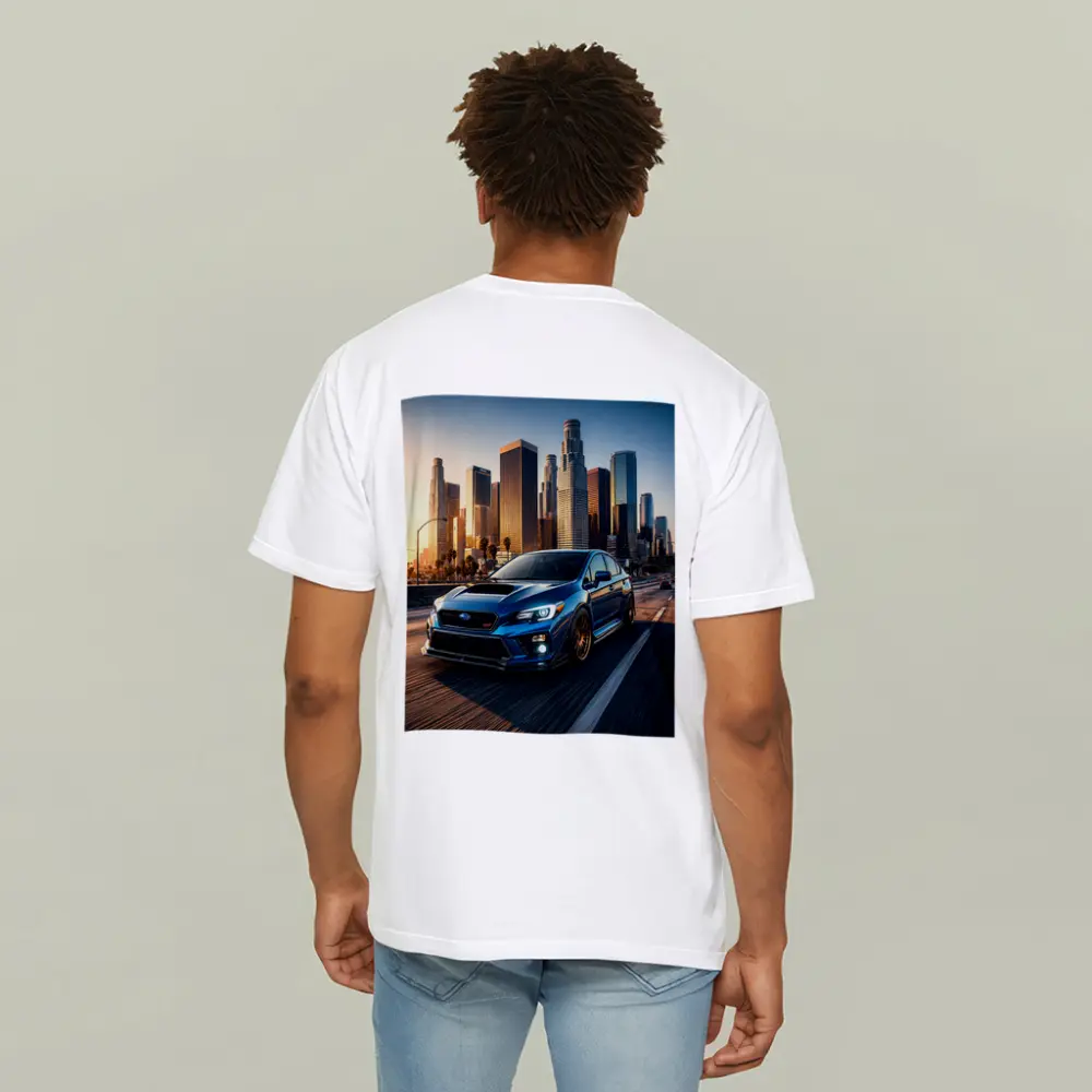 Subaru WRX STI Blue Los Angeles Skyline – T-Shirts