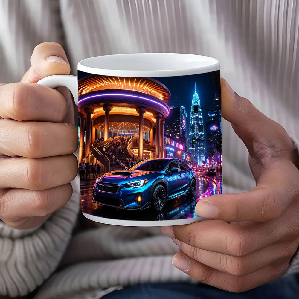 Subaru Levorg Blue Neon City Night – Mugs