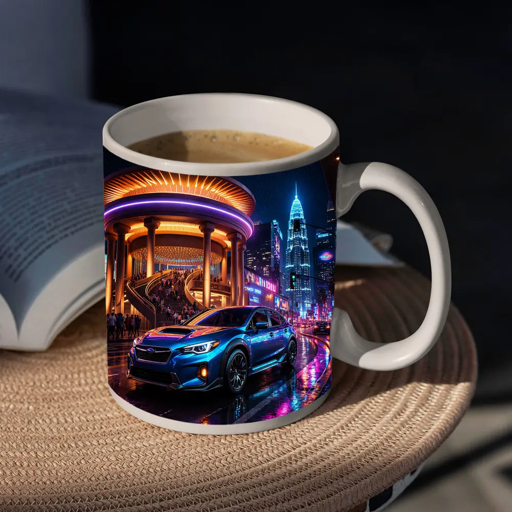 Subaru Levorg Blue Neon City Night – Mugs