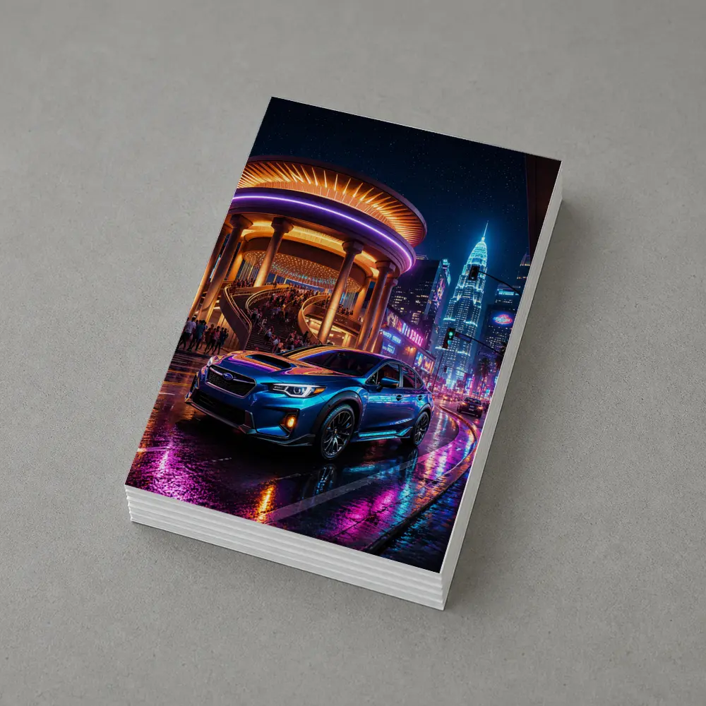 Subaru Levorg Blue Neon City Night – Postcards
