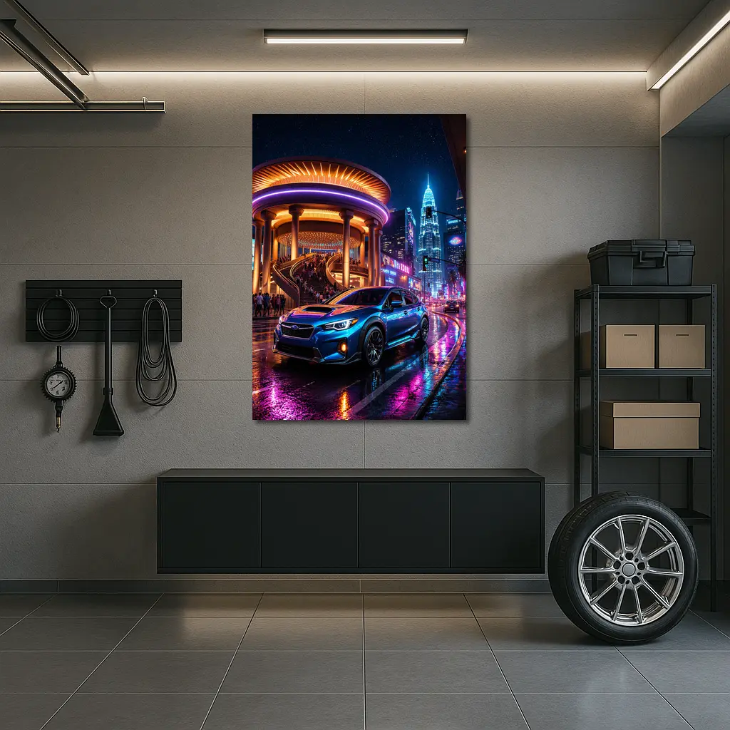 Subaru Levorg Blue Neon City Night – Wall Art
