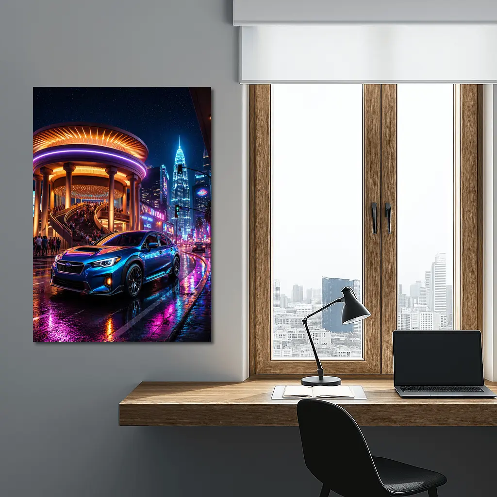 Subaru Levorg Blue Neon City Night – Wall Art