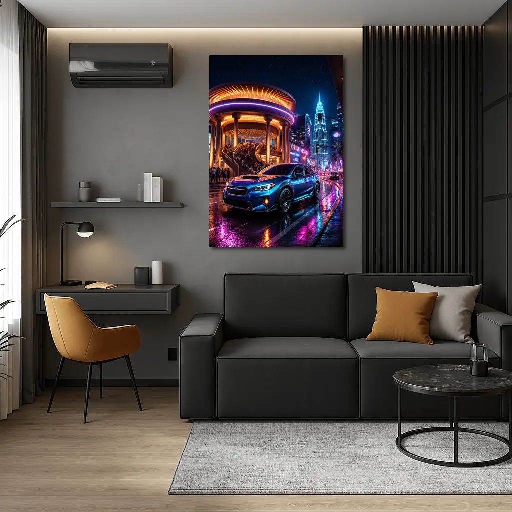 Subaru Levorg Blue Neon City Night – Wall Art