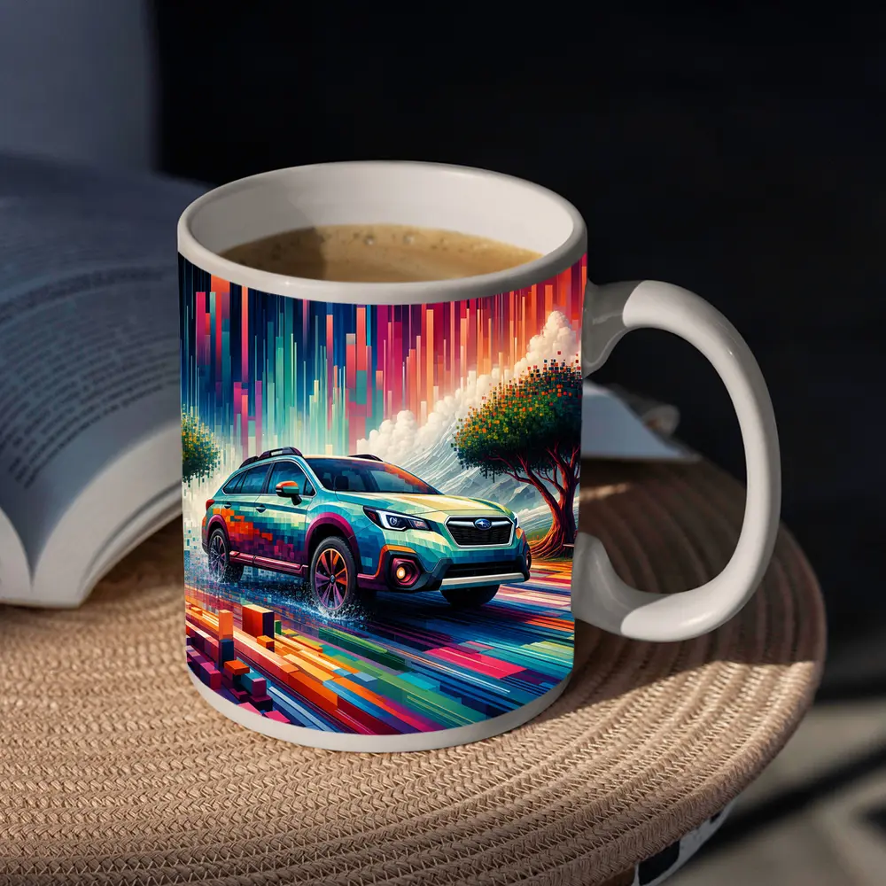 Subaru Outback Abstract Colorful Digital Art – Mugs