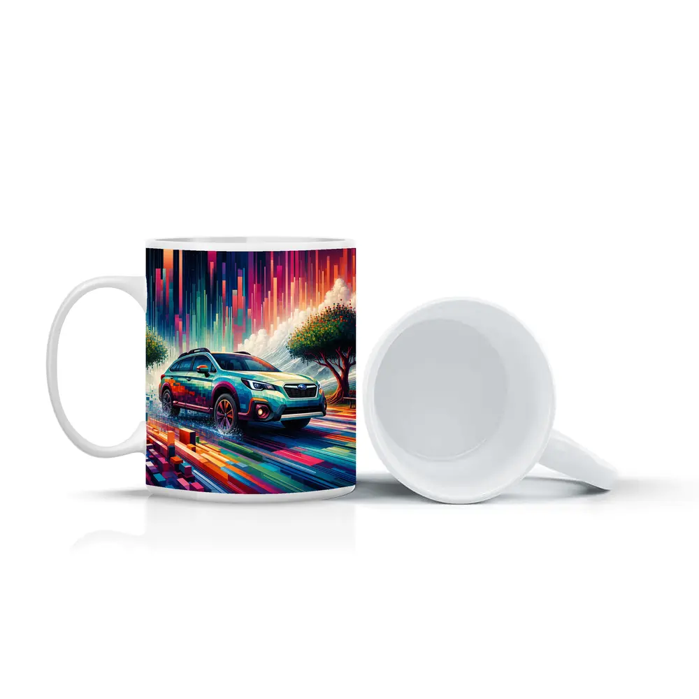 Subaru Outback Abstract Colorful Digital Art – Mugs