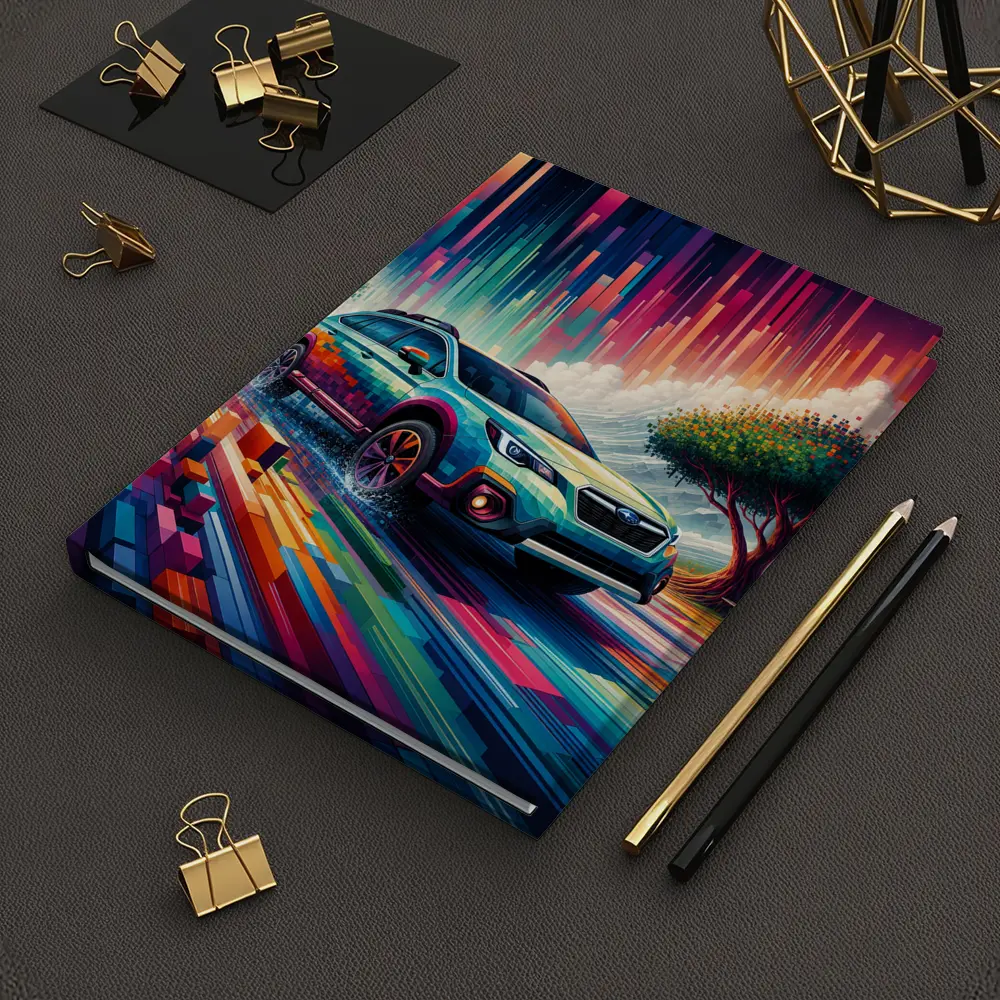 Subaru Outback Abstract Colorful Digital Art – Notebooks