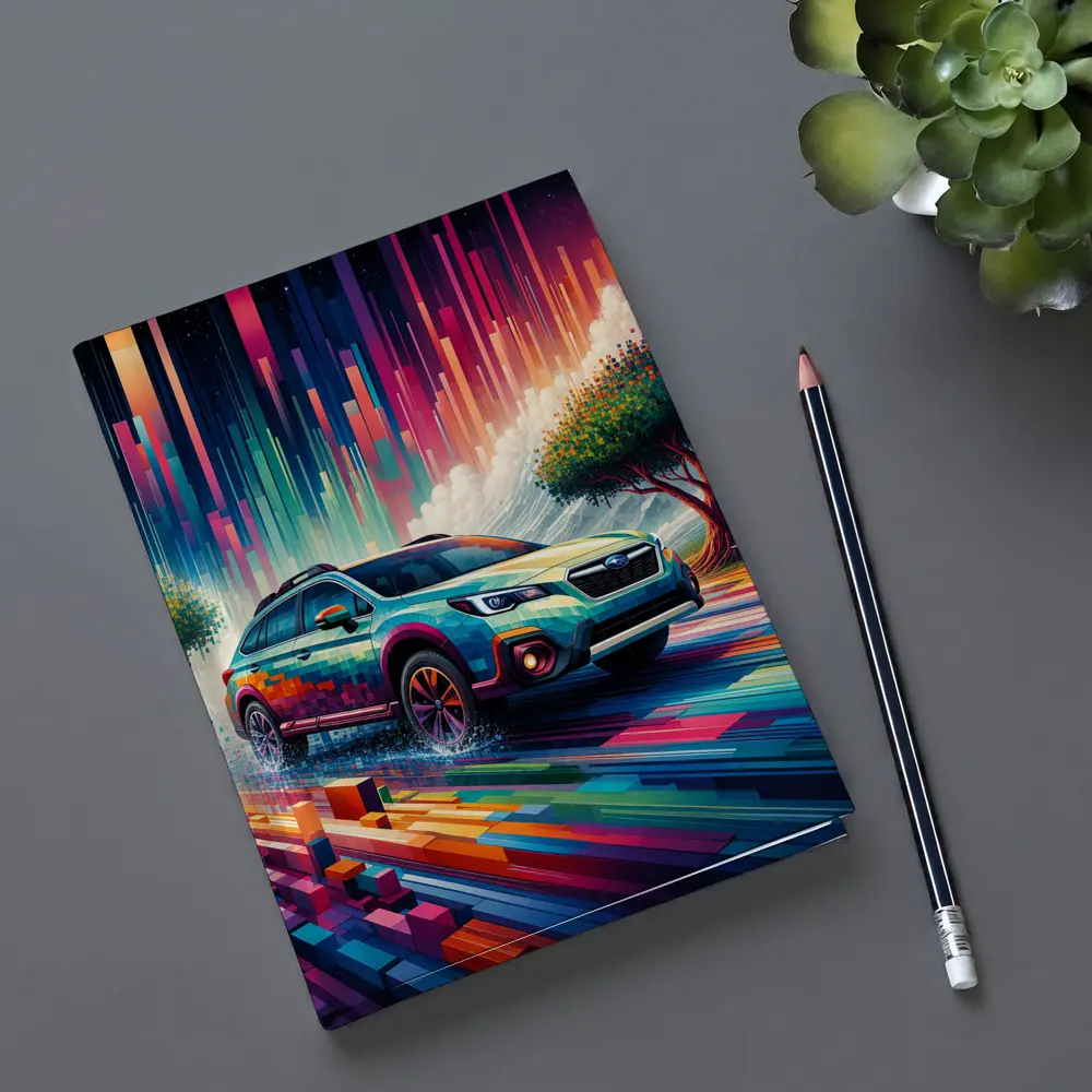 Subaru Outback Abstract Colorful Digital Art – Notebooks
