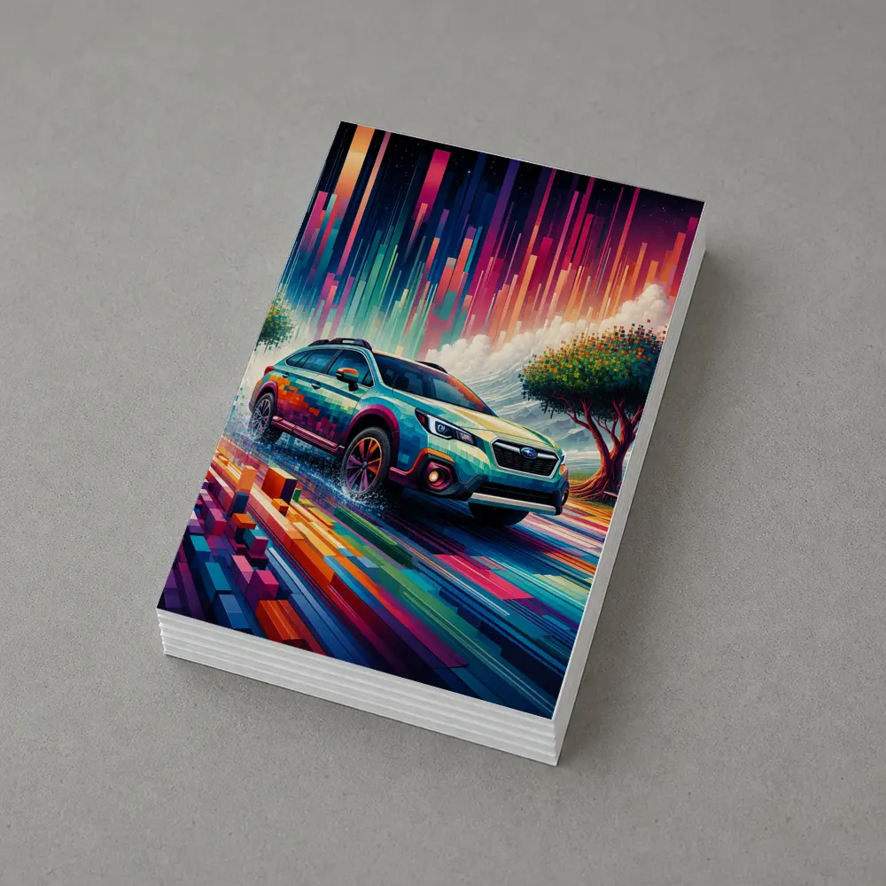 Subaru Outback Abstract Colorful Digital Art – Postcards