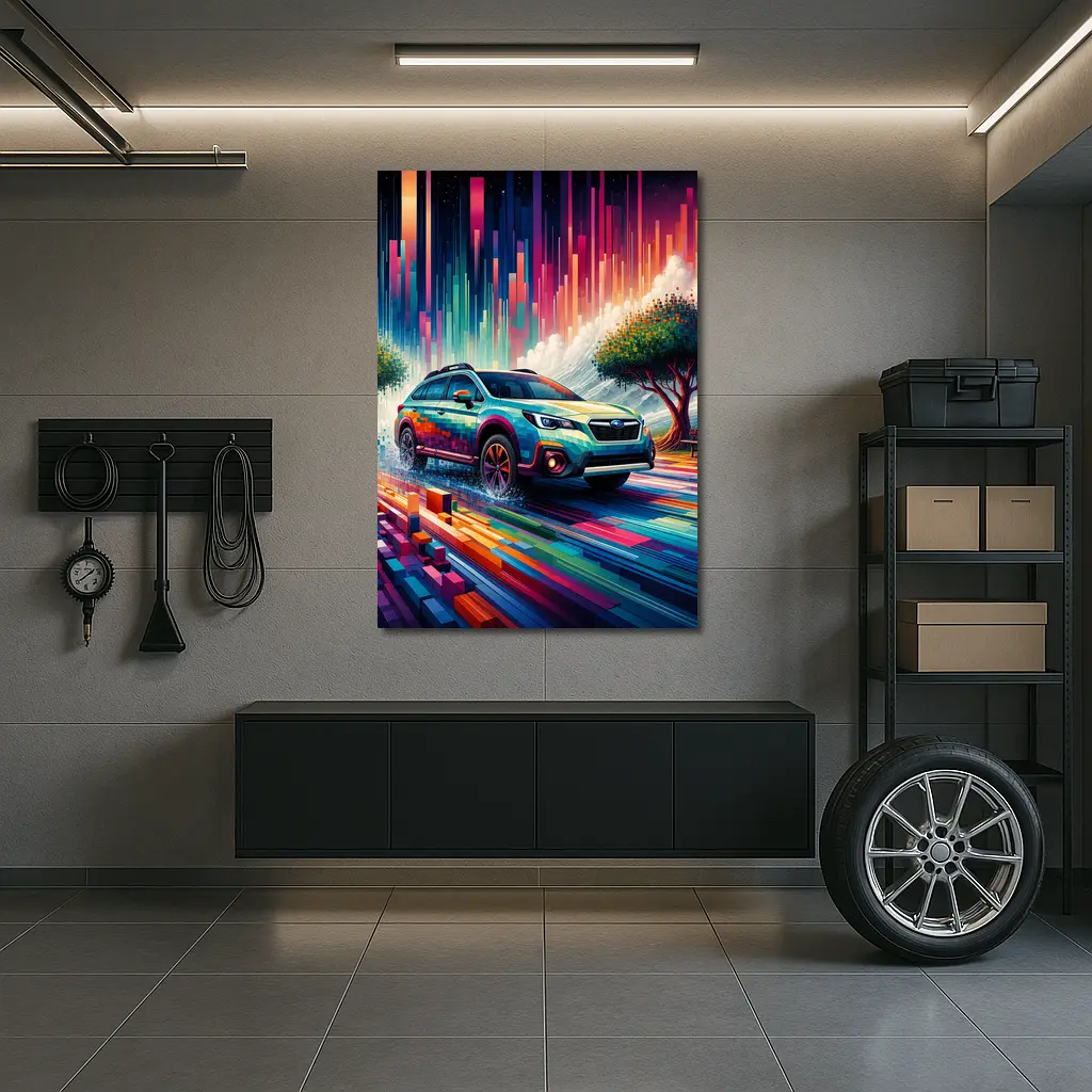 Subaru Outback Abstract Colorful Digital Art – Wall Art