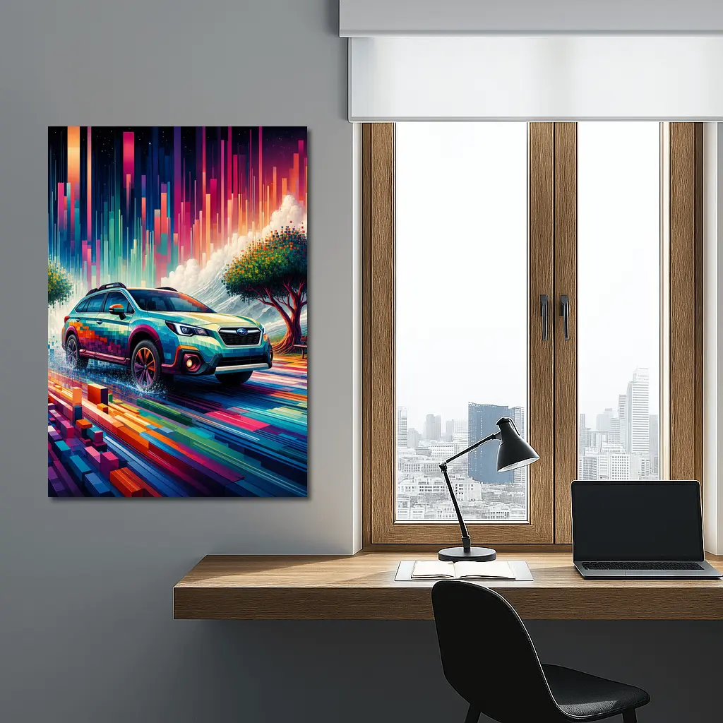 Subaru Outback Abstract Colorful Digital Art – Wall Art