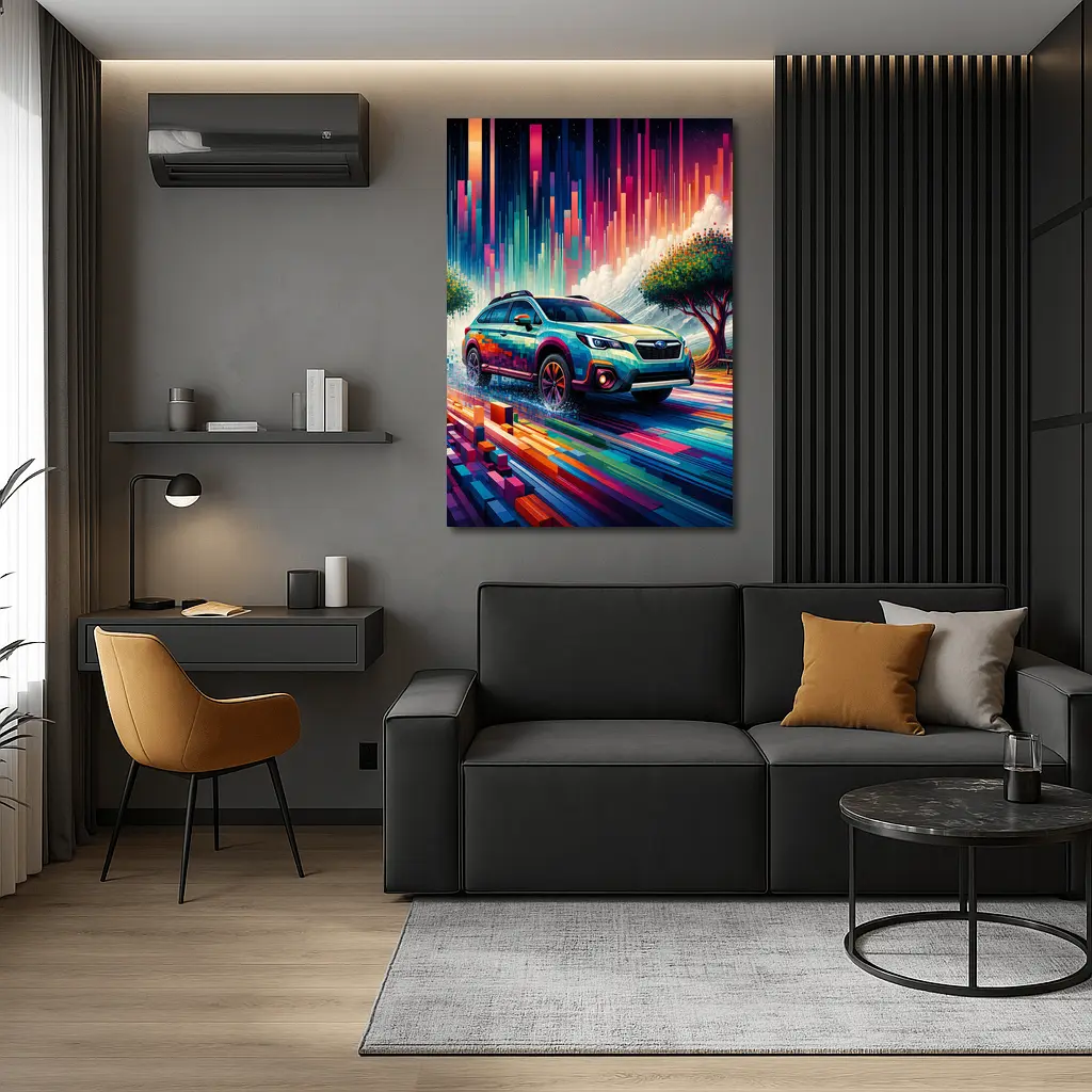 Subaru Outback Abstract Colorful Digital Art – Wall Art