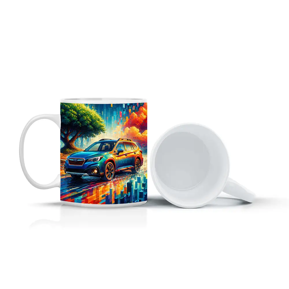 Subaru Outback Colorful Pixel Art Background – Mugs