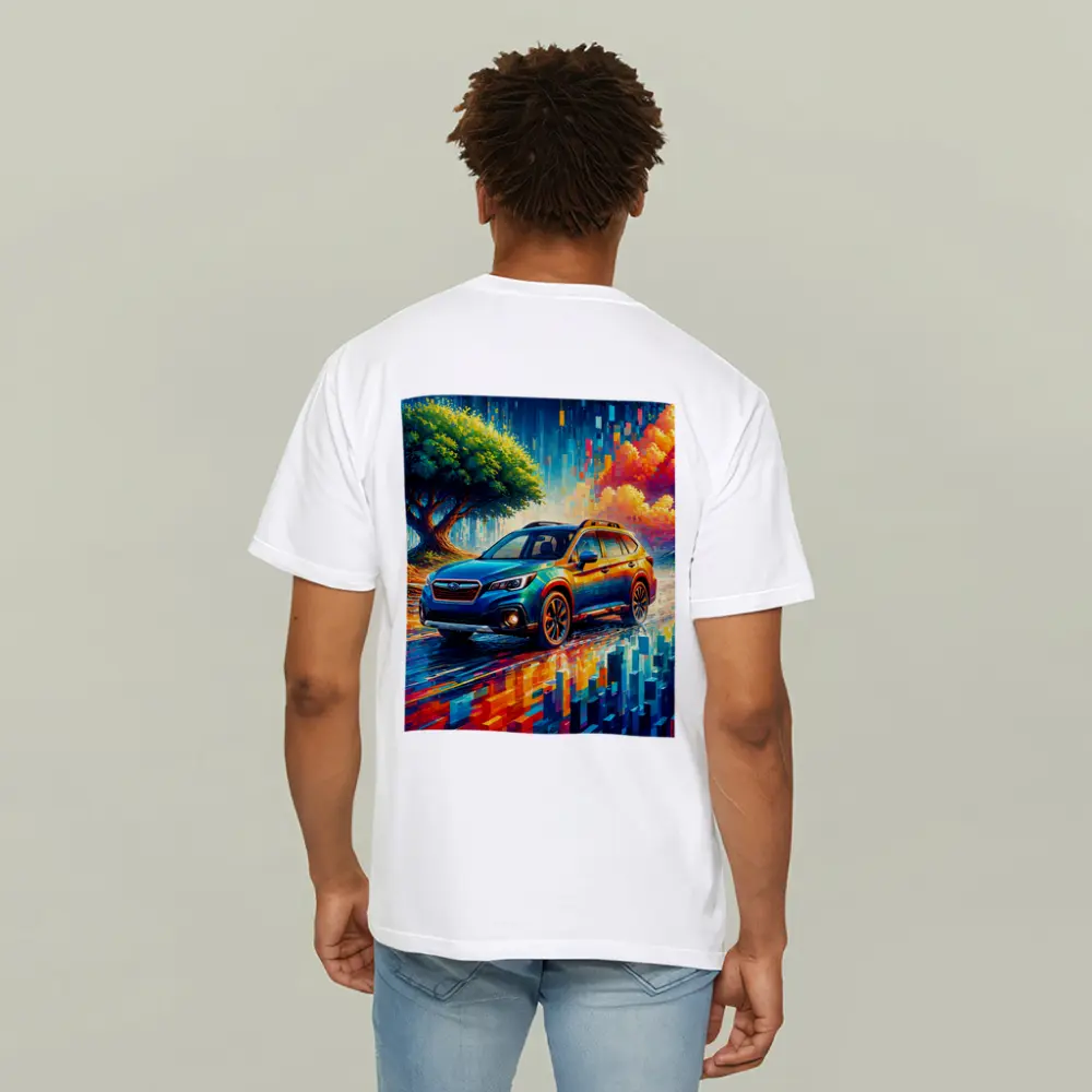 Subaru Outback Colorful Pixel Art Background – T-Shirts