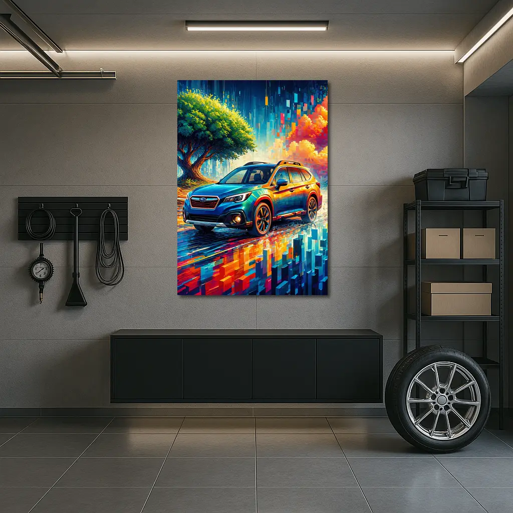 Subaru Outback Colorful Pixel Art Background – Wall Art