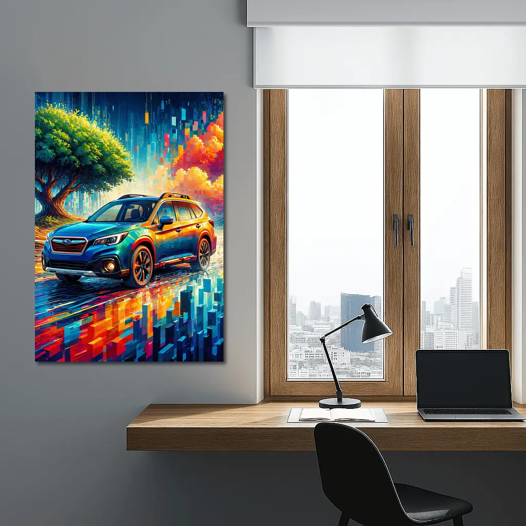 Subaru Outback Colorful Pixel Art Background – Wall Art