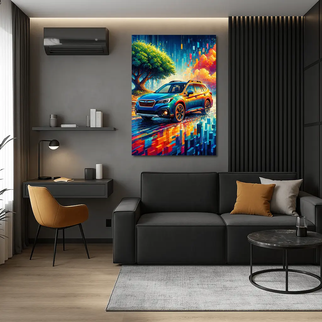Subaru Outback Colorful Pixel Art Background – Wall Art