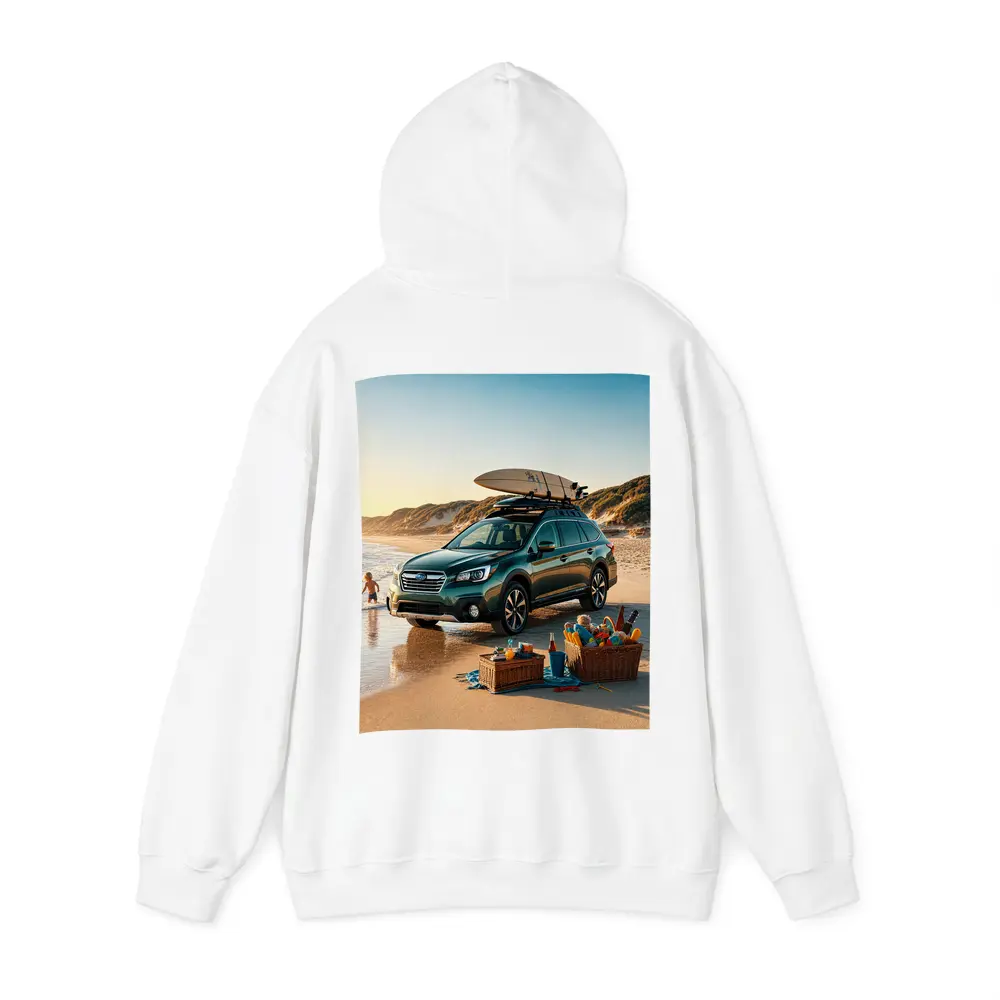 Subaru Outback Parked On Sunny Beach – Hoodies