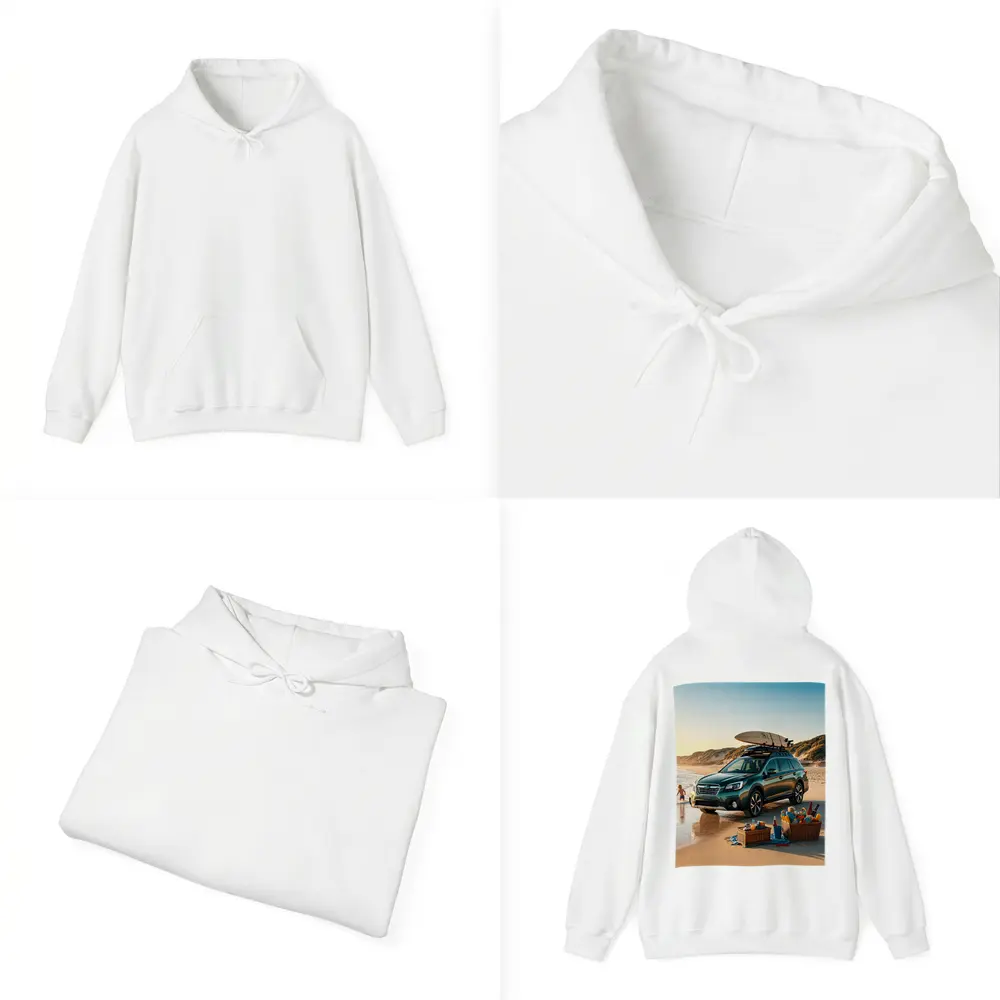 Subaru Outback Parked On Sunny Beach – Hoodies