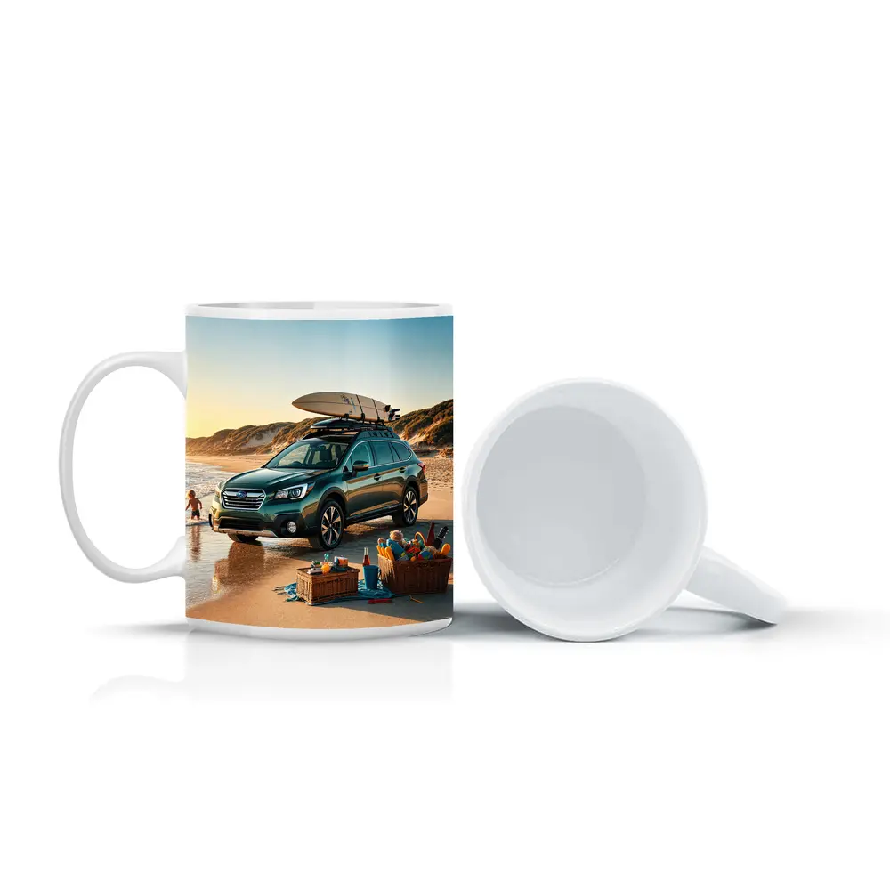 Subaru Outback Parked On Sunny Beach – Mugs