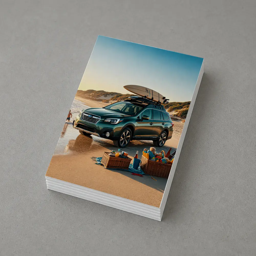 Subaru Outback Parked On Sunny Beach – Postcards