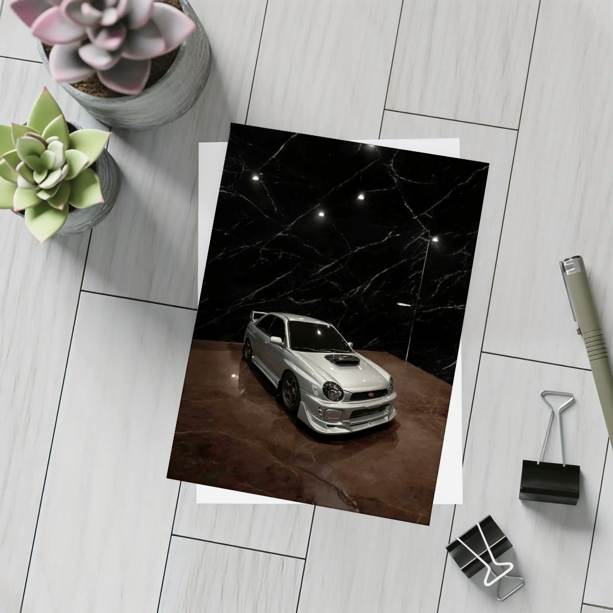 Subaru Impreza WRX Silver Dark Marble Showroom – Postcards
