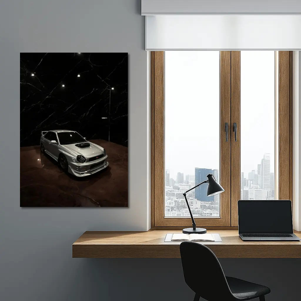 Subaru Impreza WRX Silver Dark Marble Showroom – Wall Art