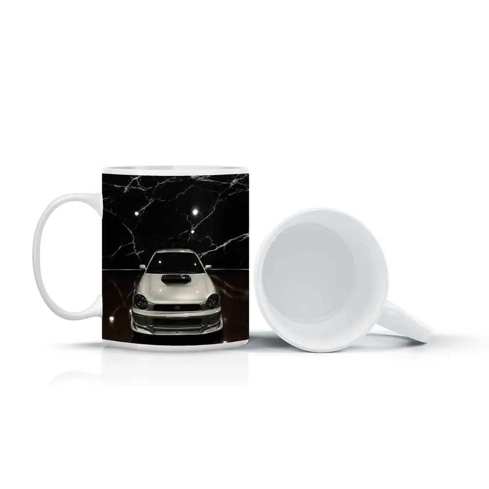 Subaru Impreza WRX White on Dark Marble – Mugs