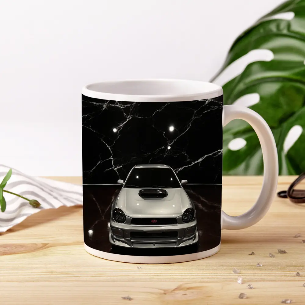 Subaru Impreza WRX White on Dark Marble – Mugs