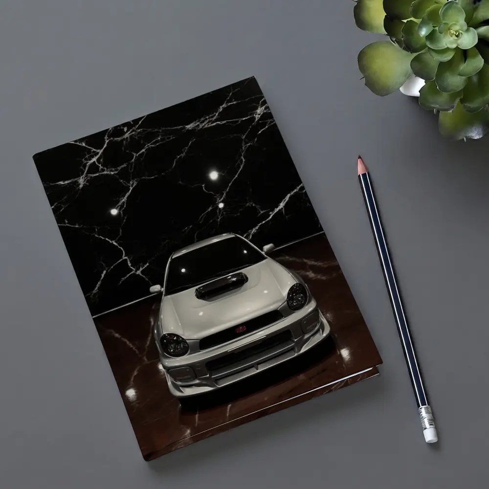 Subaru Impreza WRX White on Dark Marble – Notebooks