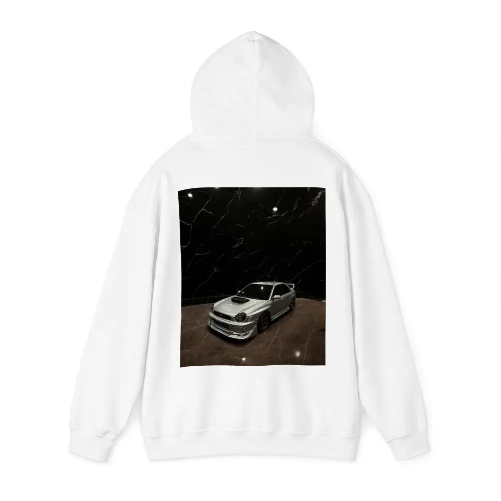 Subaru WRX Silver Car Dark Marble Background – Hoodies