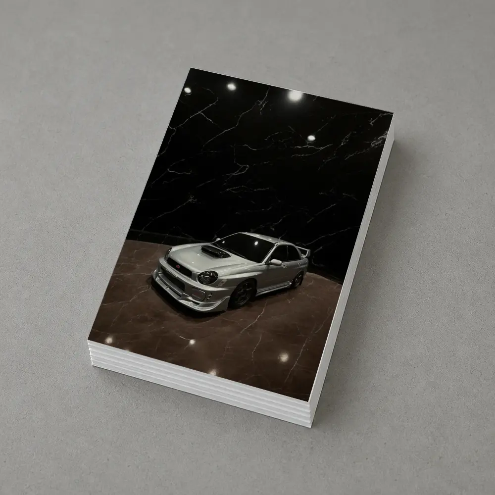 Subaru WRX Silver Car Dark Marble Background – Postcards