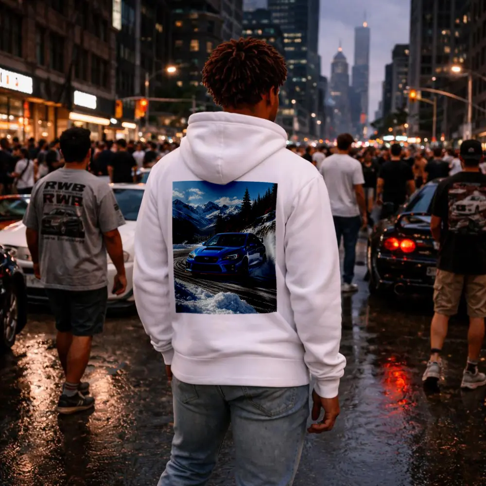 Subaru WRX STI Blue Drifting Snow Mountains – Hoodies