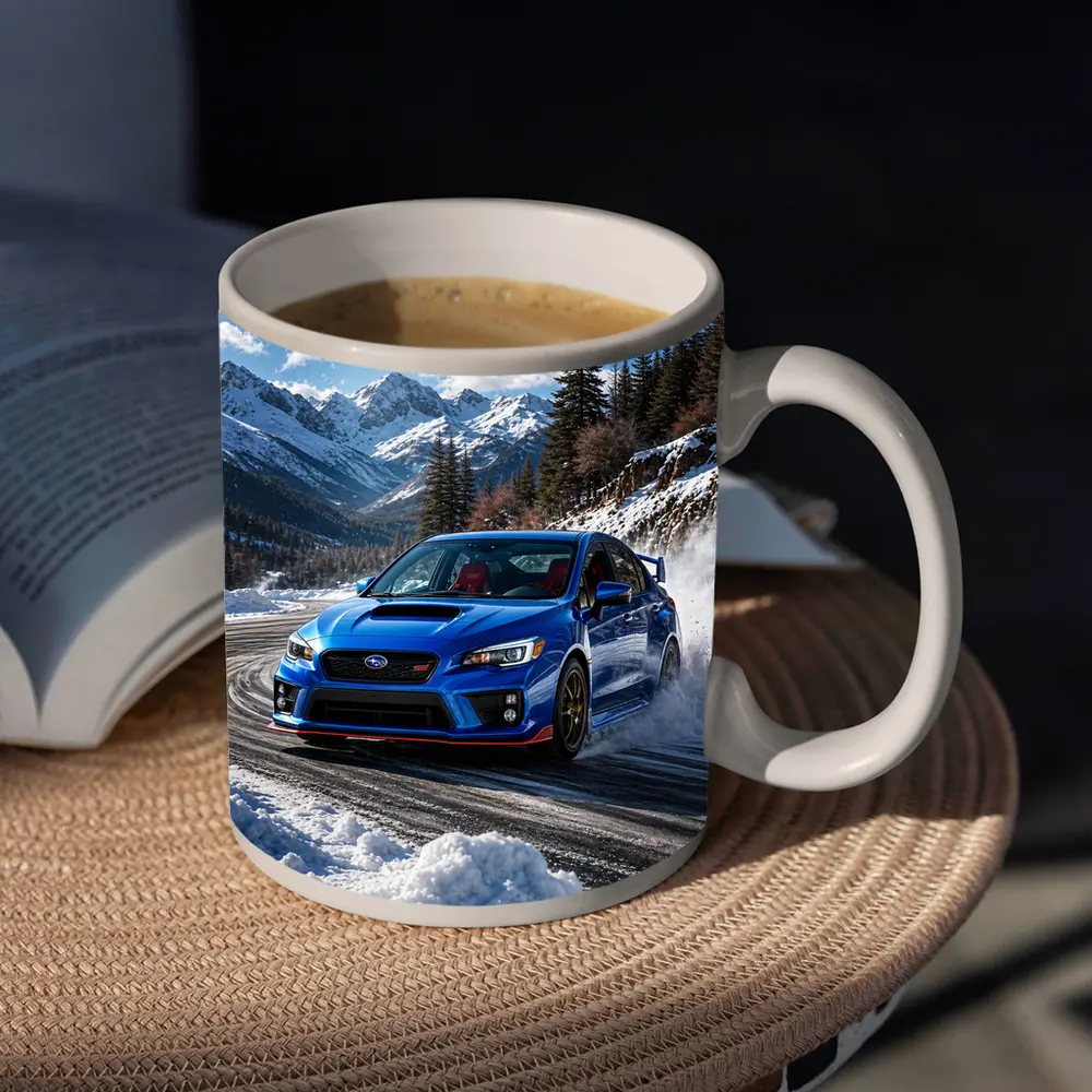 Subaru WRX STI Blue Drifting Snow Mountains – Mugs