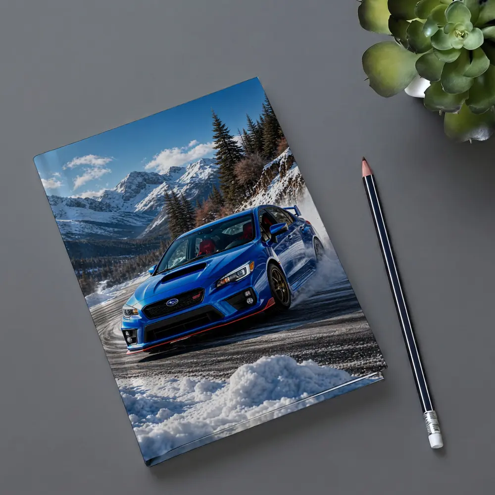 Subaru WRX STI Blue Drifting Snow Mountains – Notebooks