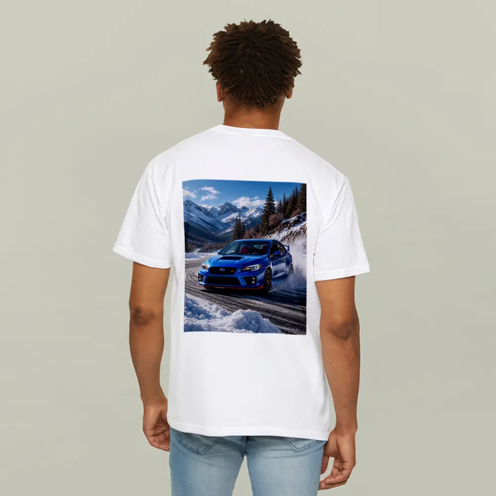 Subaru WRX STI Blue Drifting Snow Mountains – T-Shirts