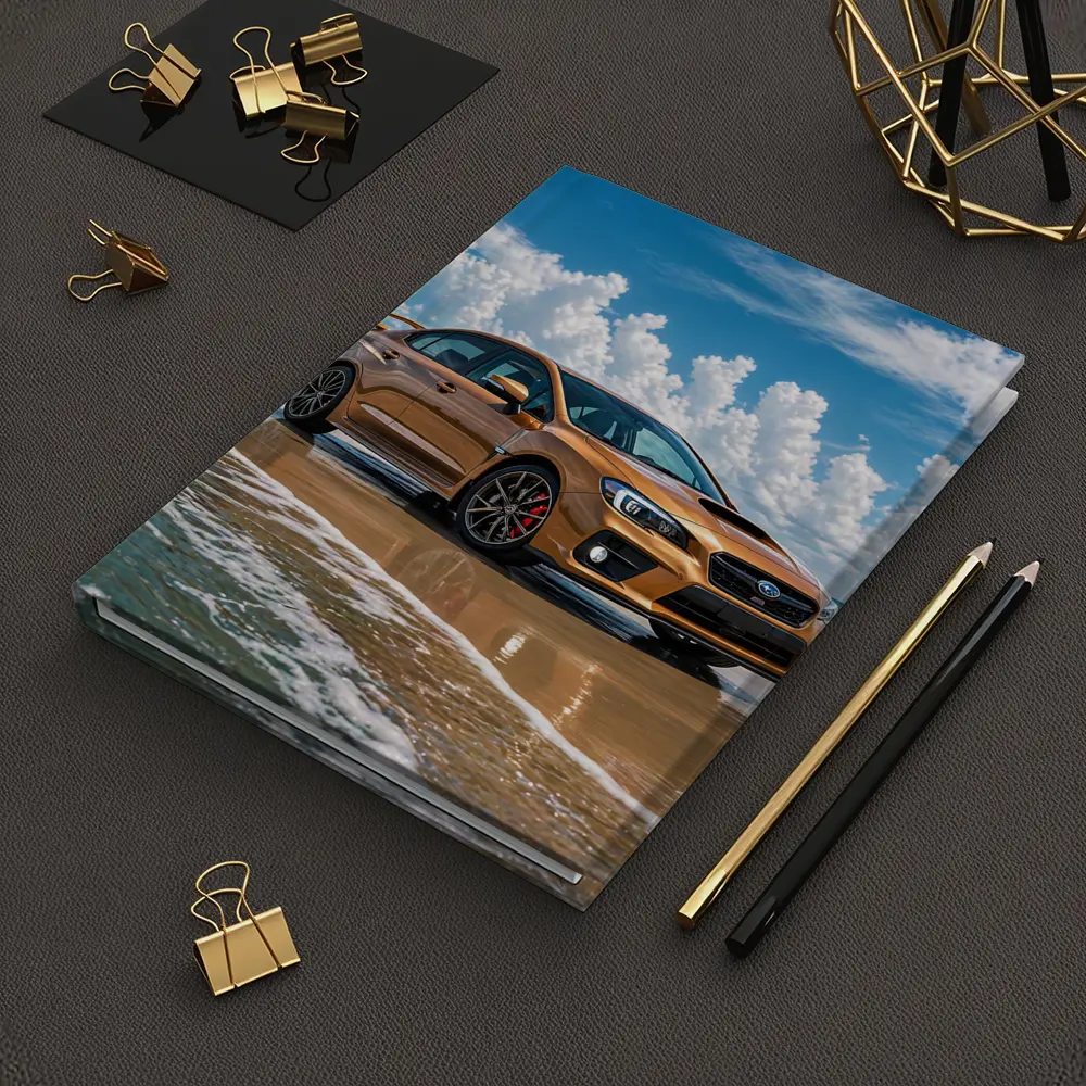 Subaru WRX STI Orange on Beach – Notebooks