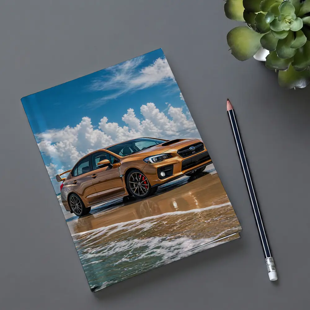 Subaru WRX STI Orange on Beach – Notebooks