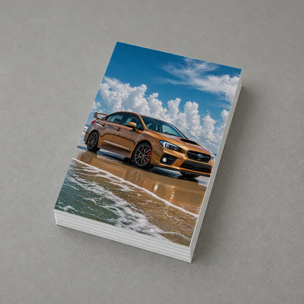 Subaru WRX STI Orange on Beach – Postcards