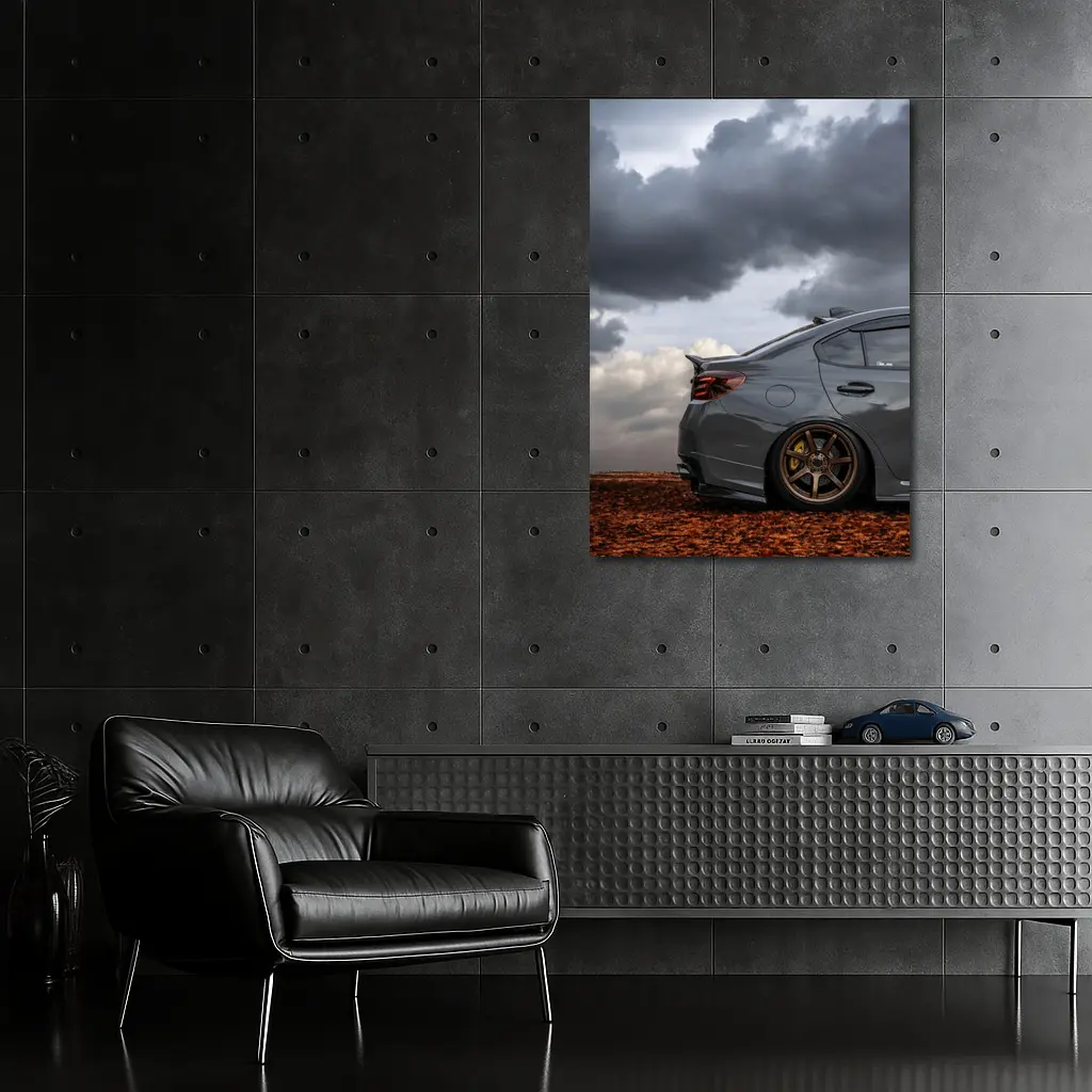 Subaru WRX STI Gray Stormy Cloudy Sky – Wall Art